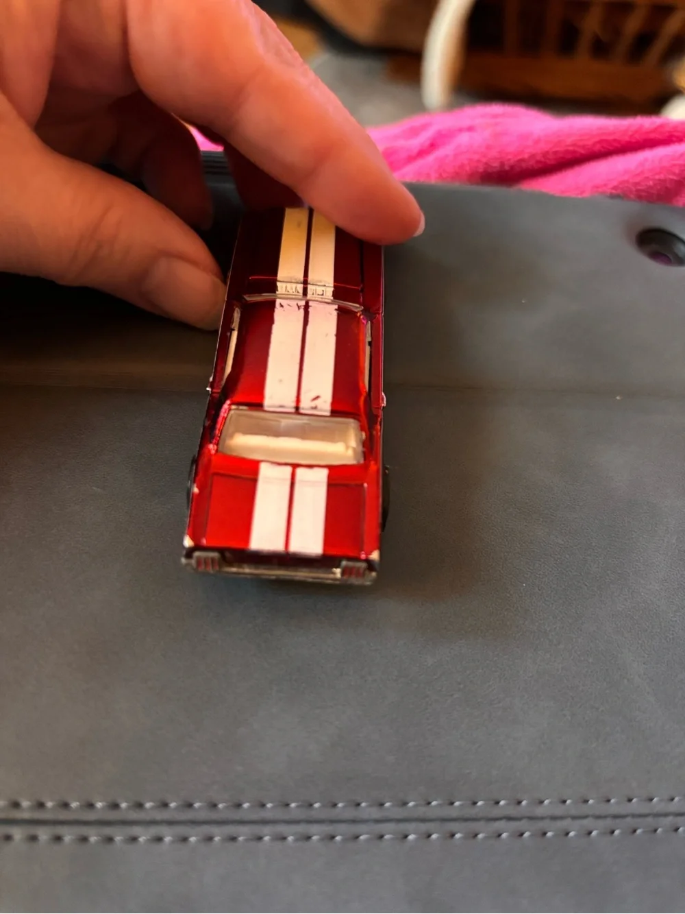 Red RARE Die-Cast Mattel Hot Wheels red mustang with White Racing Stripes 1983